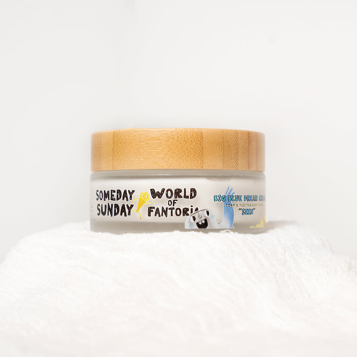 Someday Sunday x World of Fantoria Big Blue Seen body cream in the 3 oz jar.